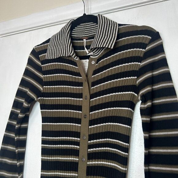 NEW Free People Vista Cardi Striped Midi Sweater Dress Button Front Size XS - Picture 6 of 11